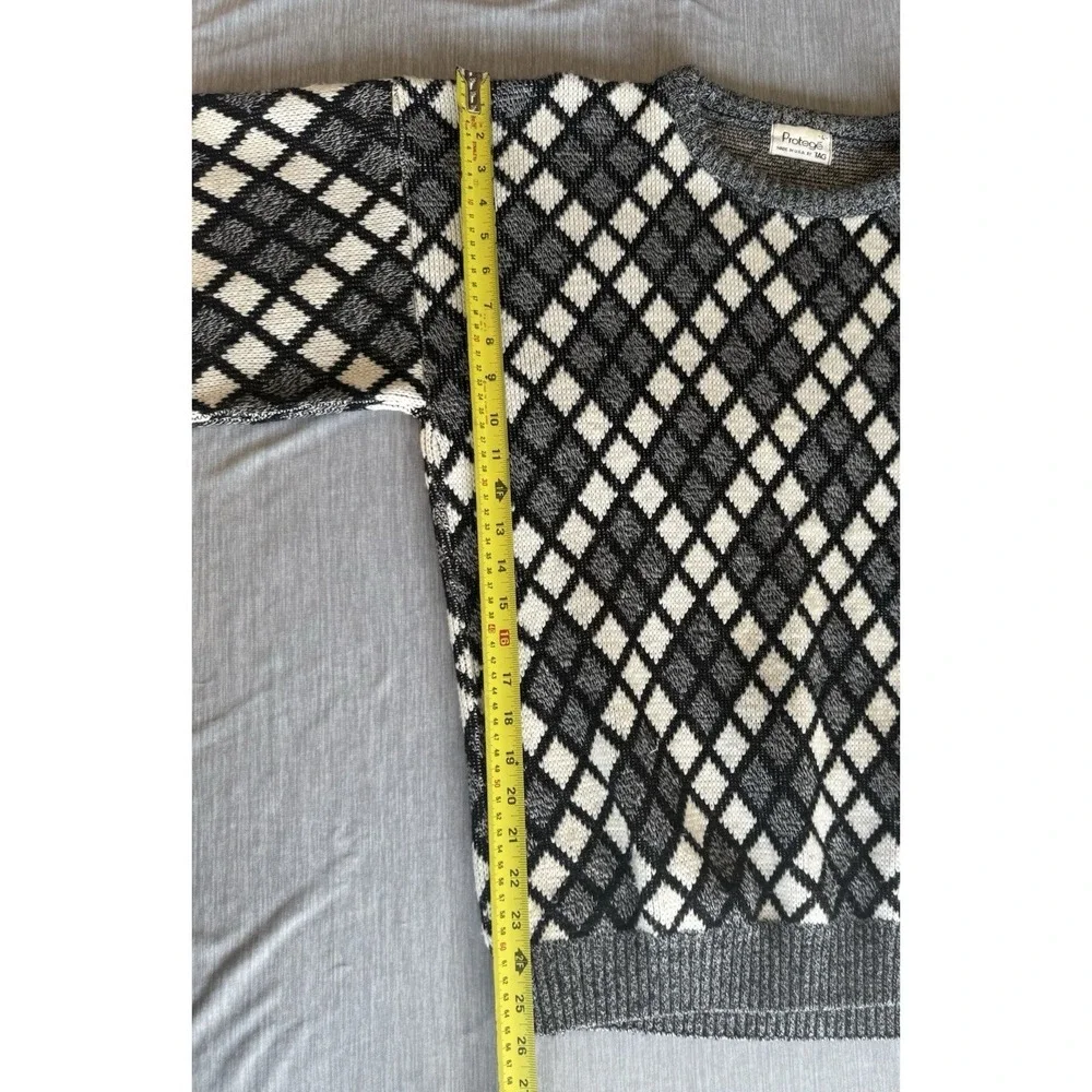 Vintage 90s Protege Tag Mens Diamond Knit Sweater Size L Cosby USA Coogi Style
